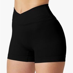 Cross Waist Seamless Scrunch Workout Shorts High Waisted Booty Lifting